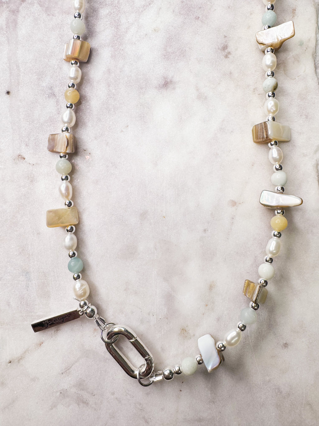 Sunday Pearl Gemstone Charm Necklace